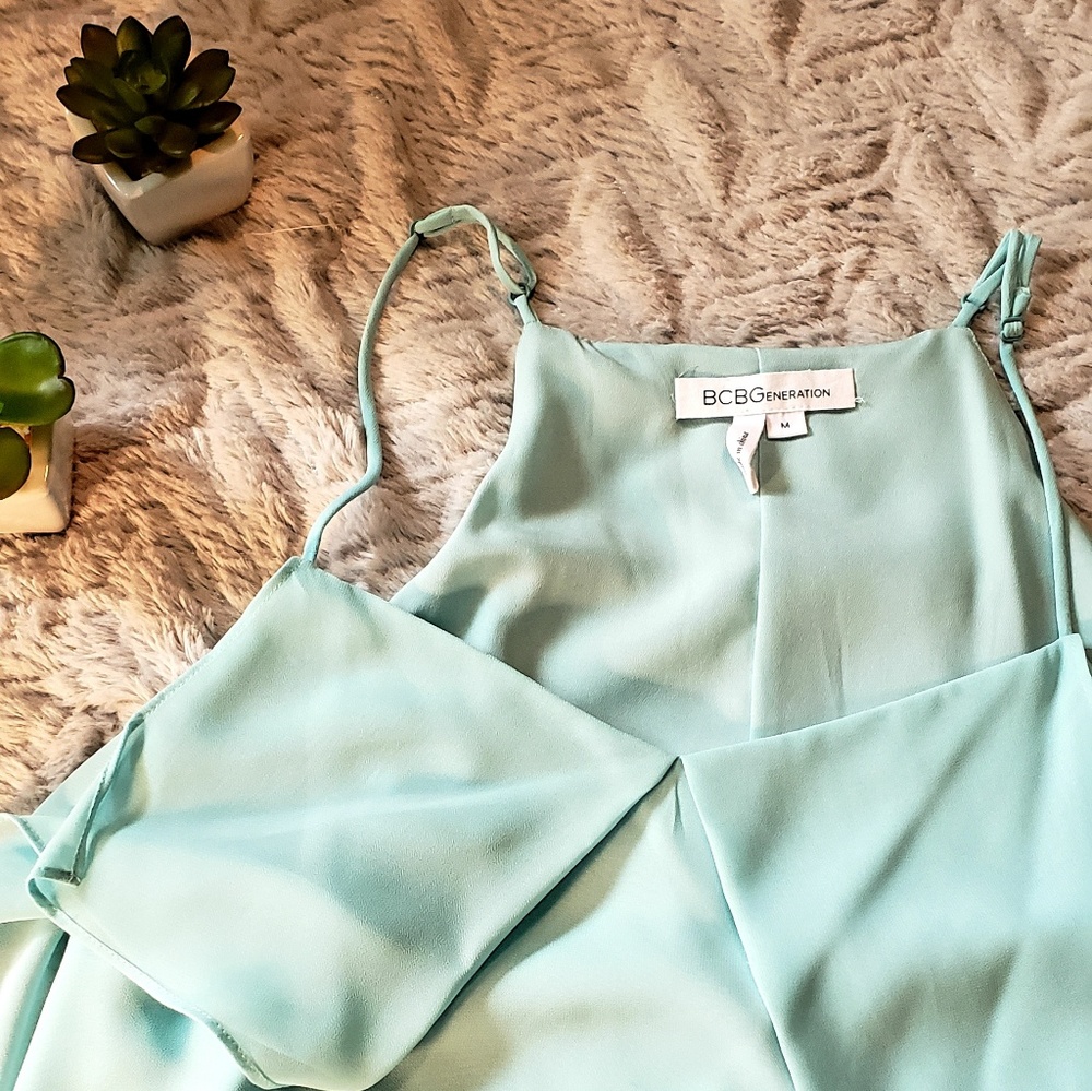 BCBGeneration Aqua Blue Hi Lo Slip Dress SZ M GUC - Picture 5 of 7